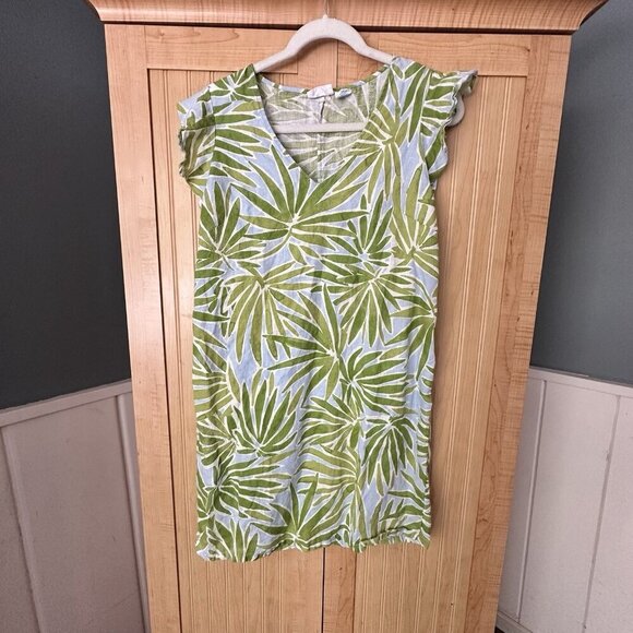 Sigrid Olsen 100% Linen Women Small Lime Green/Blue short sleeve Dress - Picture 8 of 8